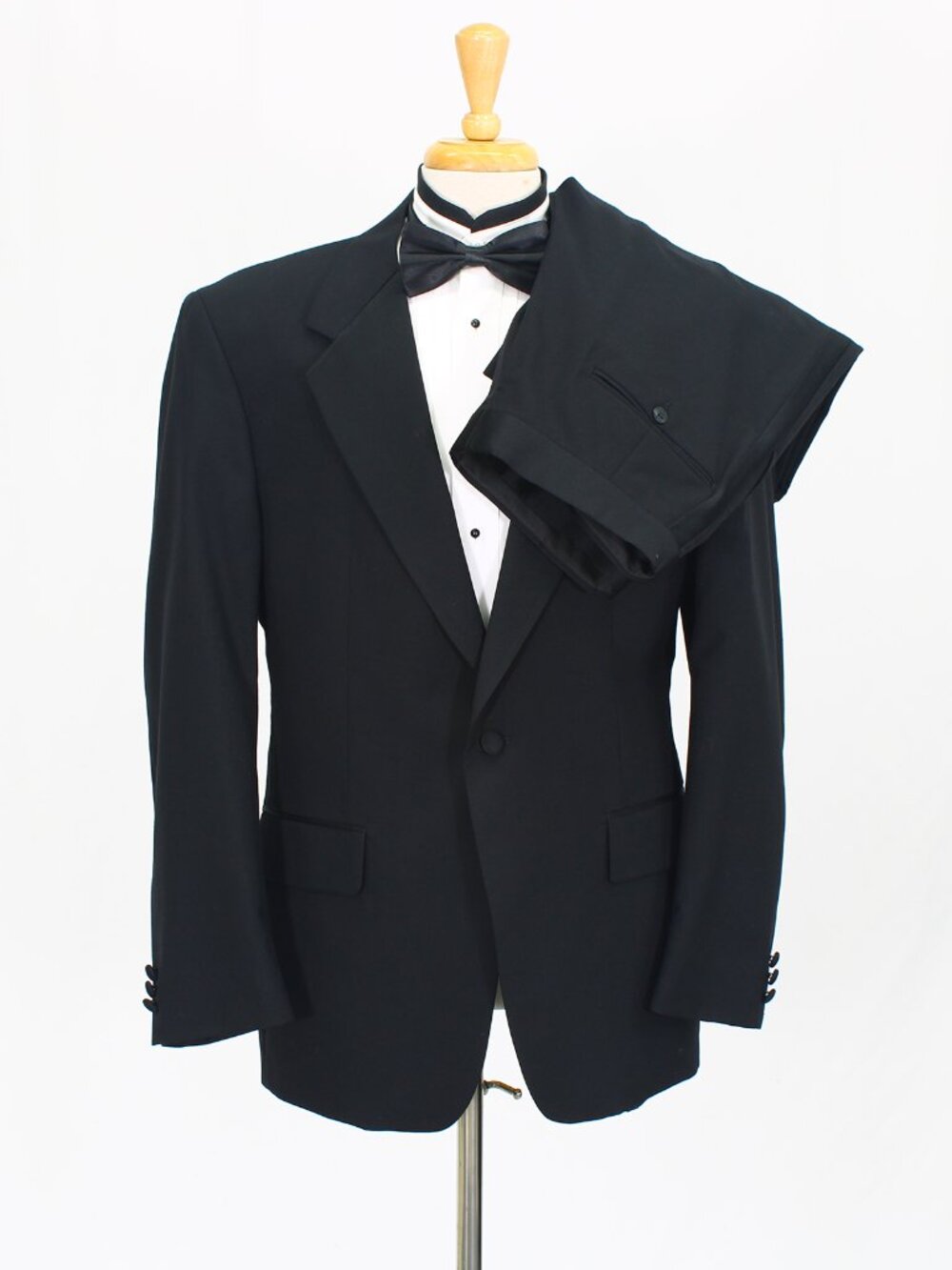 Bill Blass 43R 37x31 Black Full Suit 1-Button Solid R661